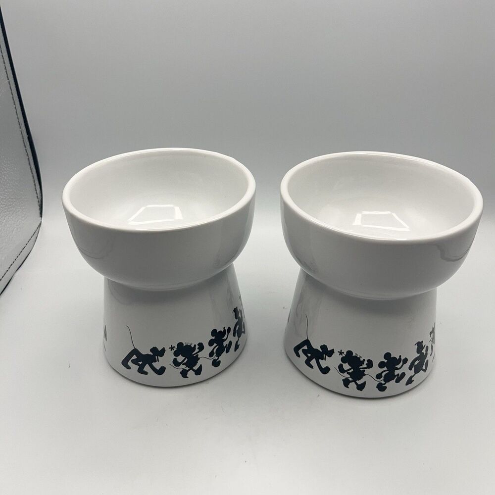 Chewy Disney Mickey And Friends Elevated Pet Dish Bowl Ceramic Set Of 2